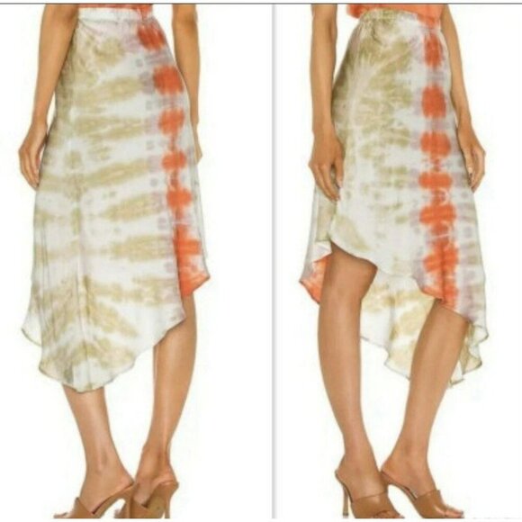 Young, Fabulous & Broke Skirt S Viscose Asymmetric Hem Marguax Orange Y2K - Picture 1 of 8